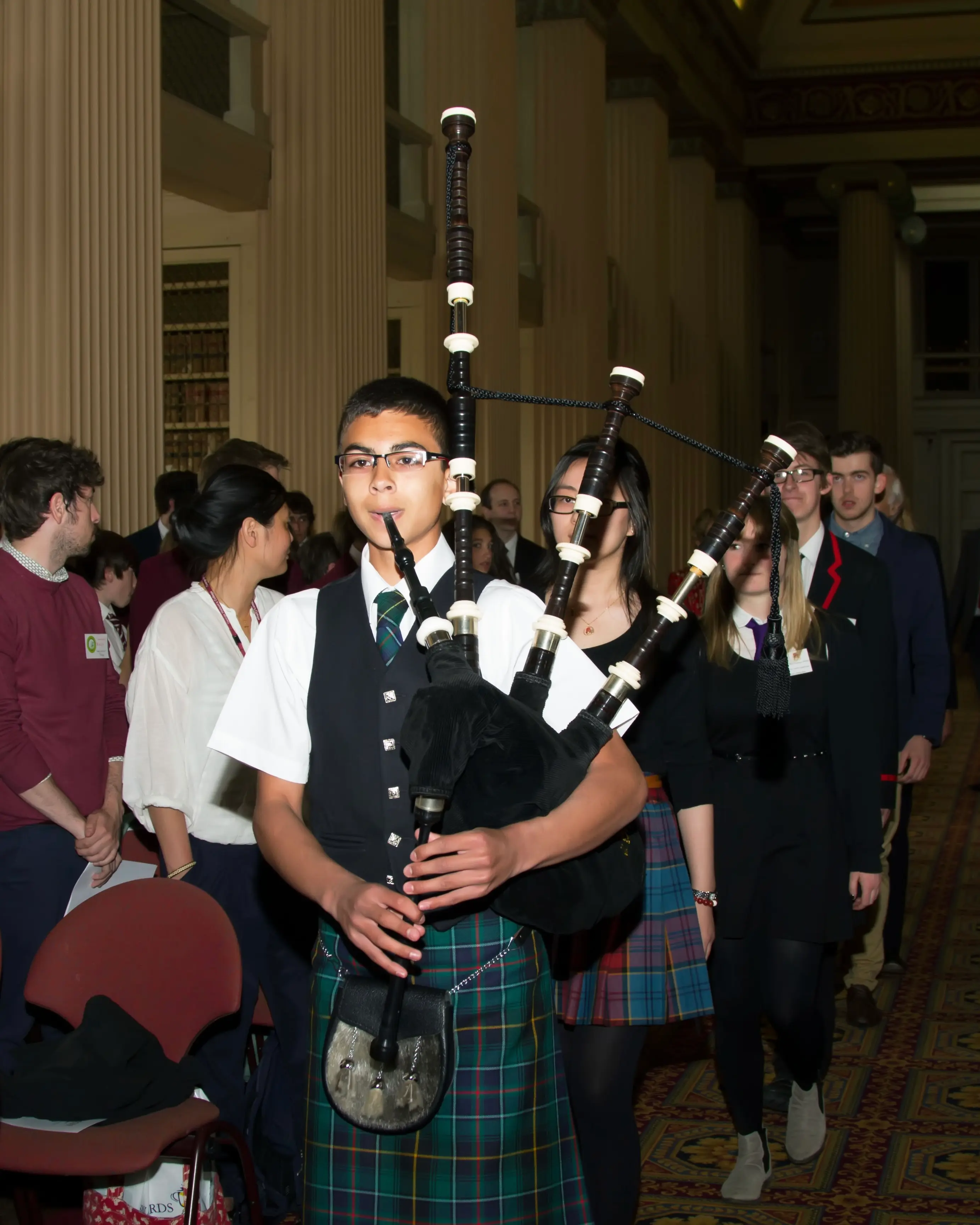 Aaron McInnes piping for the Scotland China Education Network